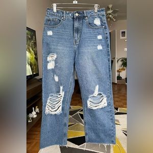 Blue distressed jeans